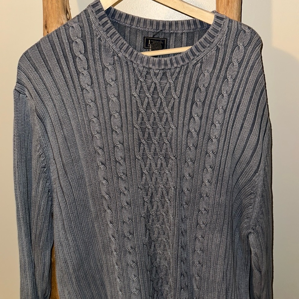 Vintage wash cable knit fisherman’s sweater